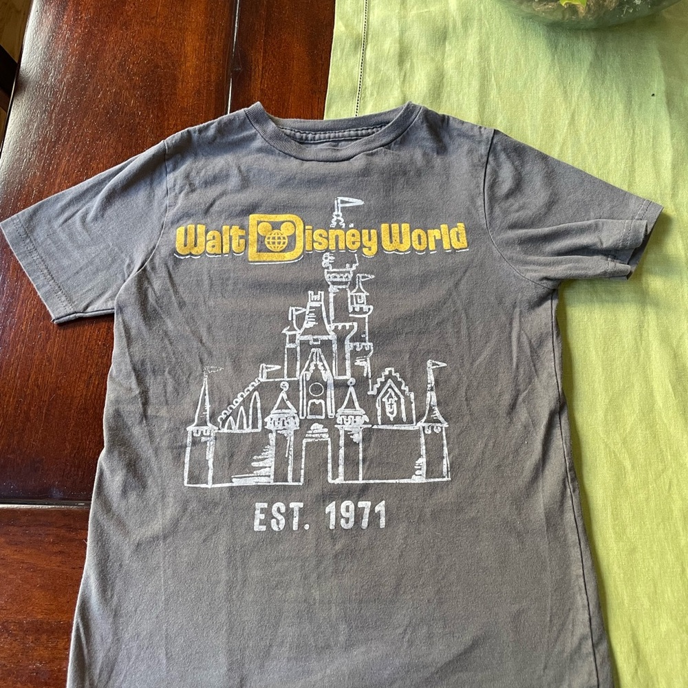 Disney World Gray Kids Vintage Style T-Shirt Size M 7/8